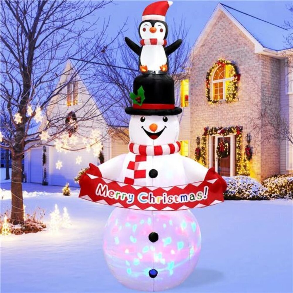 6FT Christmas Inflatable Snowman Decorations, Blow Up Snowman Penguins